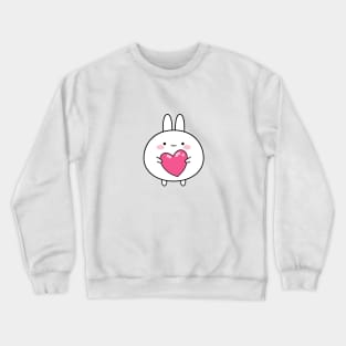 Love you sticker, Cute white rabbit sticker, Valentines day, Cute sticker, Kawaii rabbit, Pink sticker Crewneck Sweatshirt